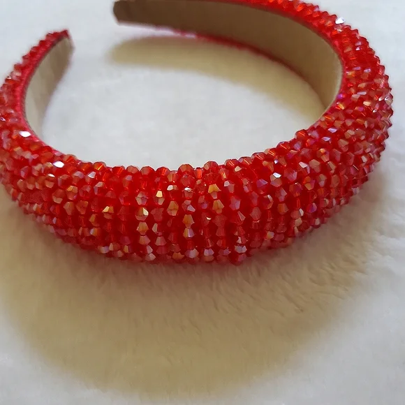 Red Rhinestone Bead Headband - Picture 4 of 6